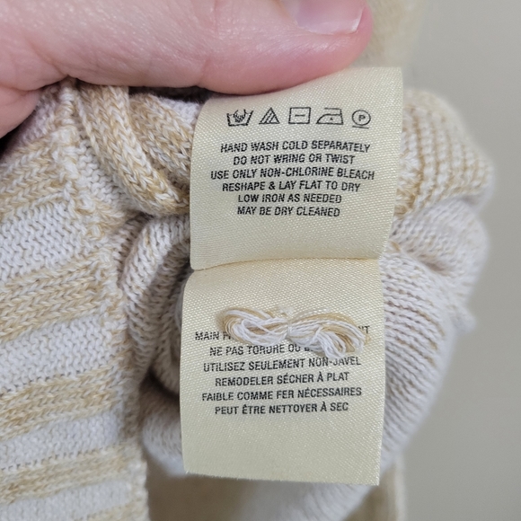 Moth Anthropologie Dolman 3/4 Sleeve Linen Cotton Blend Cream Sweater Size Large - Picture 4 of 7